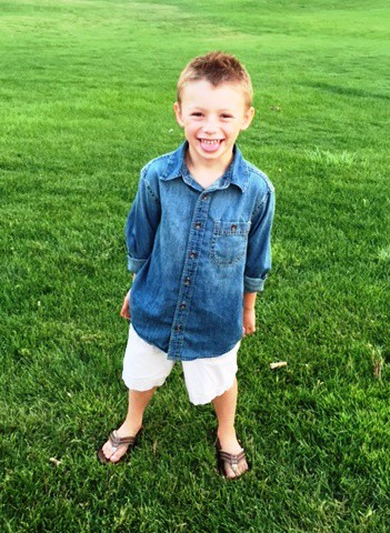 Handsome Riley meeting his first grade teacher in Denver.