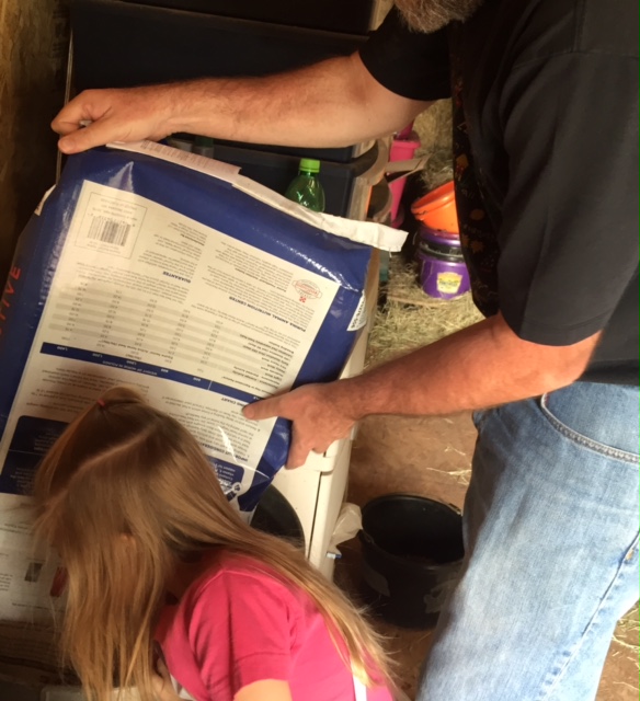 Chris and Kendyll pouring the feed into the containers. What pals!